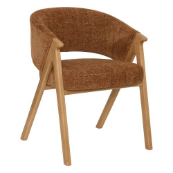 Fauteuil repas Amza chenille bronze pieds bois naturel Atmosphera - Le Dépôt Bailleul