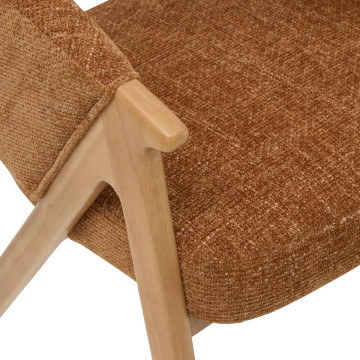 Fauteuil repas Amza chenille bronze pieds bois naturel Atmosphera - Le Dépôt Bailleul