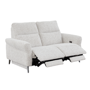 Canapé 2 places relax électrique Liam tissu chenille beige Takasit - Le Dépôt Bailleul