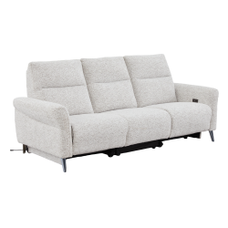 Canapé 3 places relax électrique Liam tissu chenille beige Takasit - Le Dépôt Bailleul
