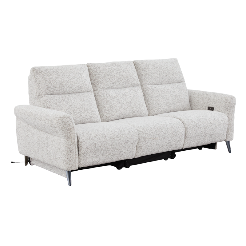 Canapé 3 places relax électrique Liam tissu chenille beige Takasit - Le Dépôt Bailleul