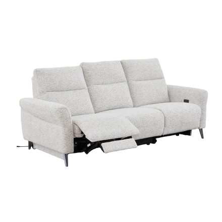 Canapé 3 places relax électrique Liam tissu chenille beige Takasit - Le Dépôt Bailleul