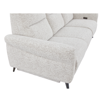 Canapé 3 places relax électrique Liam tissu chenille beige Takasit - Le Dépôt Bailleul