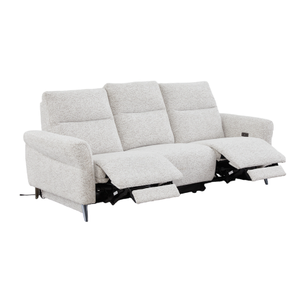 Canapé 3 places relax électrique Liam tissu chenille beige Takasit - Le Dépôt Bailleul