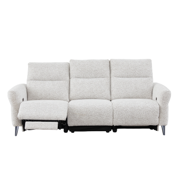 Canapé 3 places relax électrique Liam tissu chenille beige Takasit - Le Dépôt Bailleul