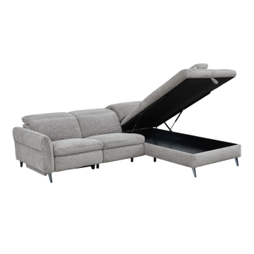 Canapé d'angle droit avec relax électrique Nino gris Takasit - Le Dépôt Bailleul
