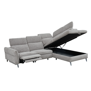 Canapé d'angle droit avec relax électrique Nino gris Takasit - Le Dépôt Bailleul