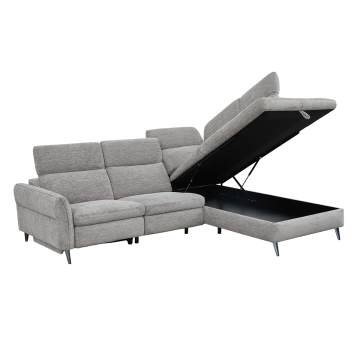 Canapé d'angle droit avec relax électrique Nino gris Takasit - Le Dépôt Bailleul