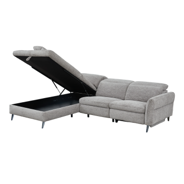 Canapé d'angle gauche avec relax électrique Nino gris Takasit  Le Dépôt Bailleul