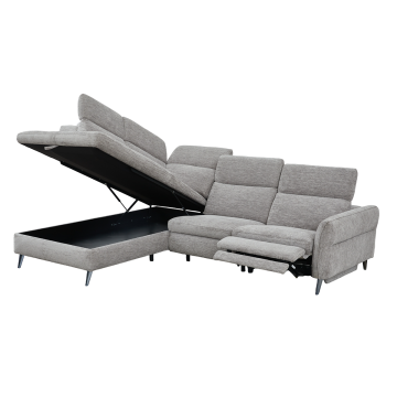 Canapé d'angle gauche avec relax électrique Nino gris Takasit  Le Dépôt Bailleul