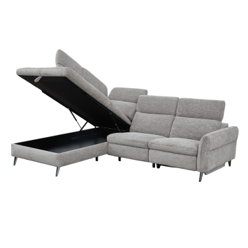 Canapé d'angle gauche avec relax électrique Nino gris Takasit  Le Dépôt Bailleul