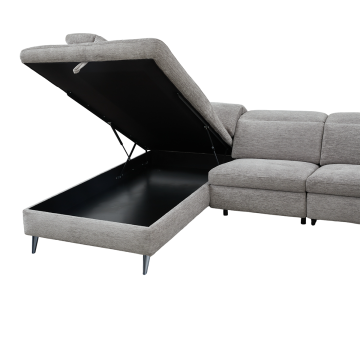 Canapé d'angle gauche avec relax électrique Nino gris Takasit  Le Dépôt Bailleul