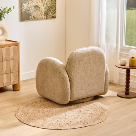 Fauteuil pivotant Fiva bouclette taupe Atmosphera - Le Dépôt Bailleul
