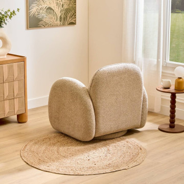 Fauteuil pivotant Fiva bouclette taupe Atmosphera - Le Dépôt Bailleul