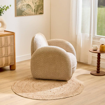 Fauteuil pivotant Fiva bouclette taupe Atmosphera - Le Dépôt Bailleul