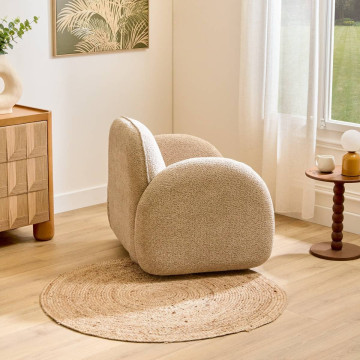 Fauteuil pivotant Fiva bouclette taupe Atmosphera - Le Dépôt Bailleul