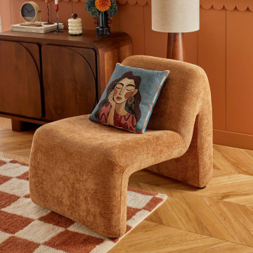 Fauteuil bas Astor chenille ambre Atmosphera - Le Dépôt Bailleul