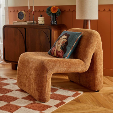Fauteuil bas Astor chenille ambre Atmosphera - Le Dépôt Bailleul