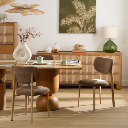 Chaise Decia tissu tonka pied métal effet hêtre Atmosphera - Le Dépôt Bailleul