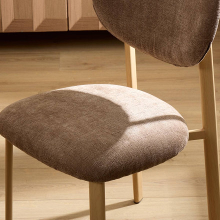 Chaise Decia tissu tonka pied métal effet hêtre Atmosphera - Le Dépôt Bailleul