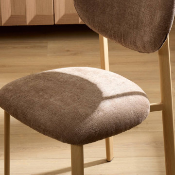 Chaise Decia tissu tonka pied métal effet hêtre Atmosphera - Le Dépôt Bailleul