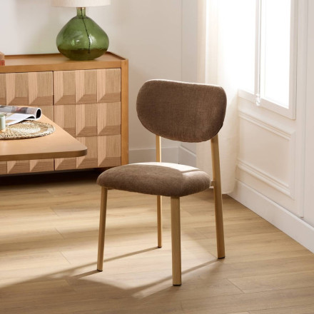 Chaise Decia tissu tonka pied métal effet hêtre Atmosphera - Le Dépôt Bailleul