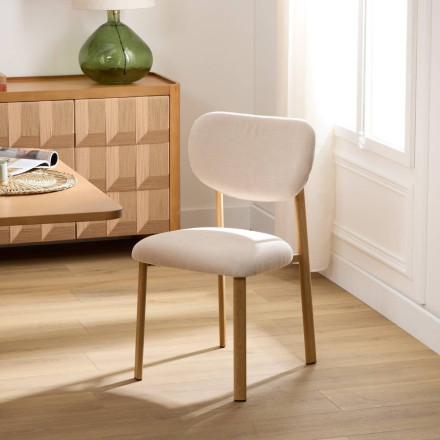 Chaise Decia tissu ivoire pied métal effet hêtre Atmosphera - Le Dépôt Bailleul