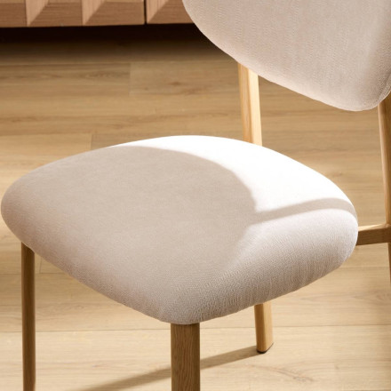 Chaise Decia tissu ivoire pied métal effet hêtre Atmosphera - Le Dépôt Bailleul
