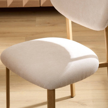 Chaise Decia tissu ivoire pied métal effet hêtre Atmosphera - Le Dépôt Bailleul