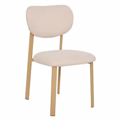 Chaise Decia tissu ivoire pied métal effet hêtre Atmosphera - Le Dépôt Bailleul