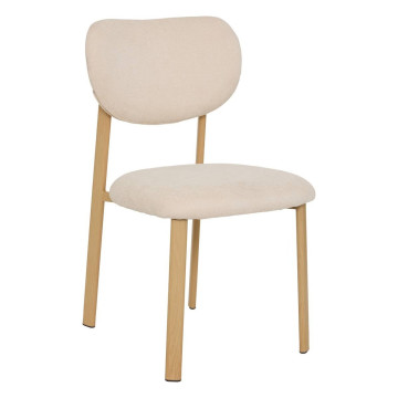 Chaise Decia tissu ivoire pied métal effet hêtre Atmosphera - Le Dépôt Bailleul