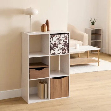 Étagère en bois 6 cases Mix'n Modul effet travertin 5five - Le Dépôt Bailleul