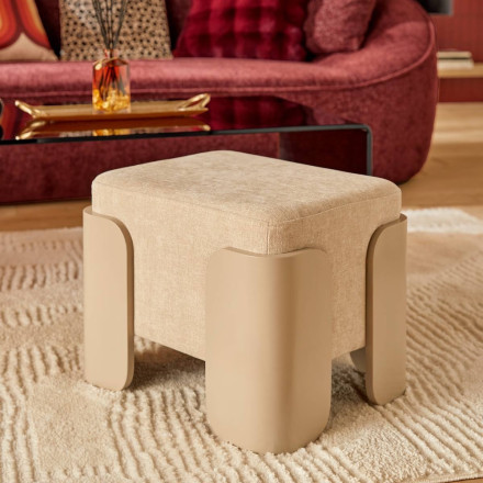 Pouf Mizar 38 x 36 cm chenille ivoire Atmosphera - Le Dépôt Bailleul