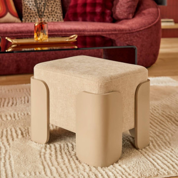Pouf Mizar 38 x 36 cm chenille ivoire Atmosphera - Le Dépôt Bailleul