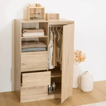 Penderie 3 tiroirs 1 porte Dolo 115 cm MDF naturel 5five - Le Dépôt Bailleul