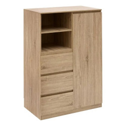 Penderie 3 tiroirs 1 porte Dolo 115 cm MDF naturel 5five - Le Dépôt Bailleul