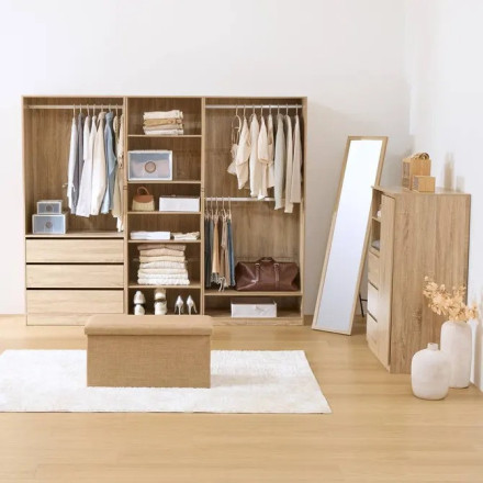 Penderie 3 tiroirs 1 porte Dolo 115 cm MDF naturel 5five - Le Dépôt Bailleul