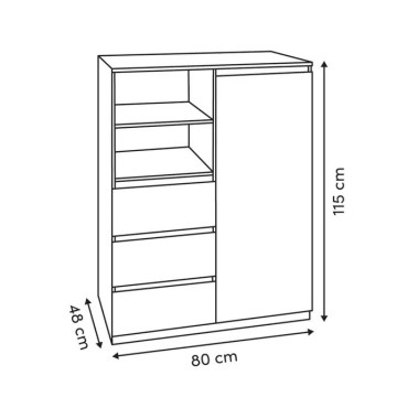 Penderie 3 tiroirs 1 porte Dolo 115 cm MDF naturel 5five - Le Dépôt Bailleul