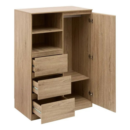 Penderie 3 tiroirs 1 porte Dolo 115 cm MDF naturel 5five - Le Dépôt Bailleul