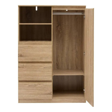 Penderie 3 tiroirs 1 porte Dolo 115 cm MDF naturel 5five - Le Dépôt Bailleul