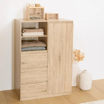 Penderie 3 tiroirs 1 porte Dolo 115 cm MDF naturel 5five - Le Dépôt Bailleul