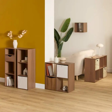 Etagère 2+2 cases Mix'n Modul effet noyer 5five - Le Dépôt Bailleul