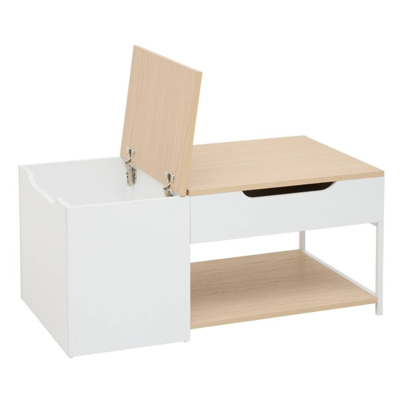 Table basse relevable + coffre Luma 90 cm blanc 5five - Le Dépôt Bailleul