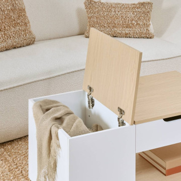 Table basse relevable + coffre Luma 90 cm blanc 5five - Le Dépôt Bailleul