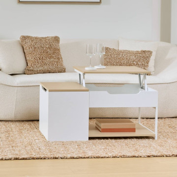 Table basse relevable + coffre Luma 90 cm blanc 5five - Le Dépôt Bailleul