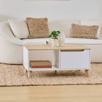 Table basse relevable + coffre Luma 90 cm blanc 5five - Le Dépôt Bailleul