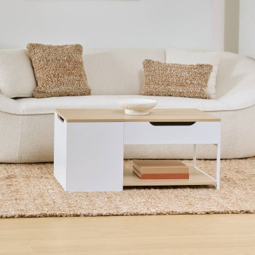 Table basse relevable + coffre Luma 90 cm blanc 5five - Le Dépôt Bailleul