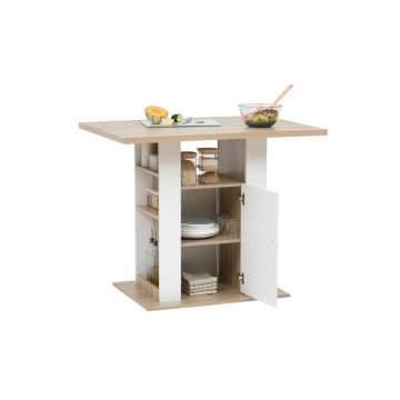 Ilot de cuisine avec rangement Eat Up MDF naturel et blanc 5five - Le Dépôt Bailleul