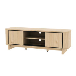Meuble TV 160 cm 2 portes Rondi bois clair - Le Dépôt Bailleul
