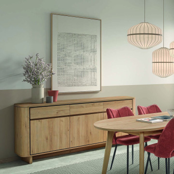 Buffet 220 cm 3 tiroirs 3 portes Rondi bois clair - Le Dépôt Bailleul